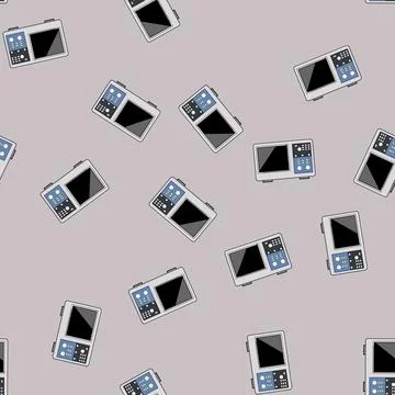 Seamless pattern signal oscillograph cartoon vector Stock Illustration