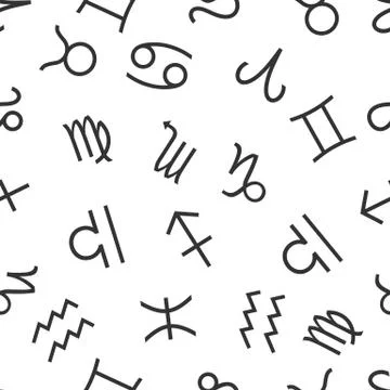 Seamless pattern Signs Of The Zodiac. Vector endless backdrop Illustrazione stock