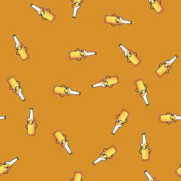 Seamless pattern silhouette beer bottle character cartoon vector イラスト素材