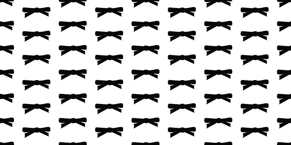 Seamless pattern of silhouette bow knots, black gift ribbons in doodle styl.. Stock Illustration
