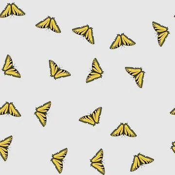Seamless pattern silhouette butterfly cartoon vector Stock Illustration