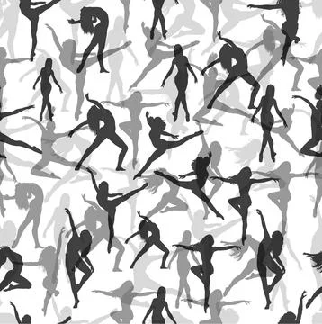 Seamless pattern silhouette in dance 스톡 일러스트