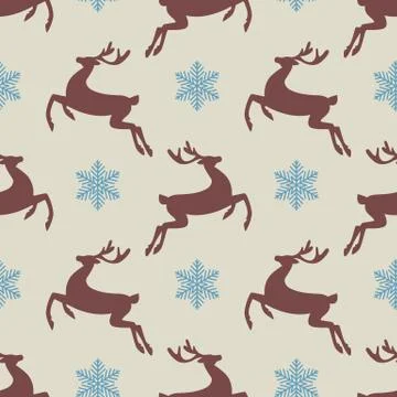 Seamless pattern with silhouette of deer Stock Illustration