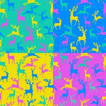 Seamless pattern of silhouette deer vector illustration character reindeer Stock Illustration