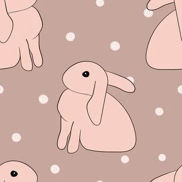 Seamless pattern with silhouette Easter rabbits on color background. Design for イラスト素材