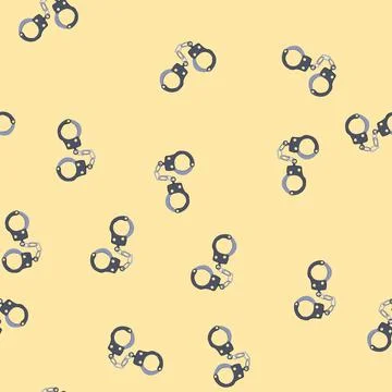 Seamless pattern silhouette handcuffs cartoon vector Stock Illustration