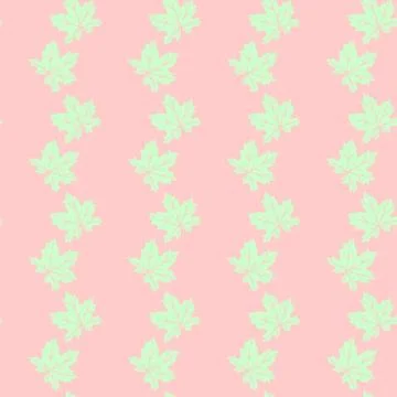 Seamless pattern of silhouette maple leaves isolated on light pink background Illustrazione stock