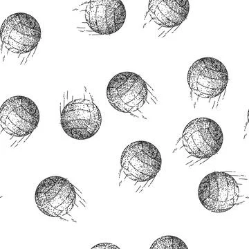 Seamless pattern silhouette volleyball ball sketch hand drawn 스톡 일러스트