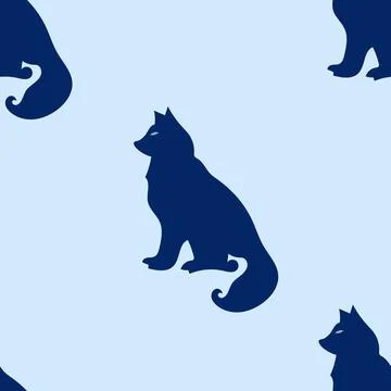 Seamless pattern with silhouette of a wolf or dog. イラスト素材