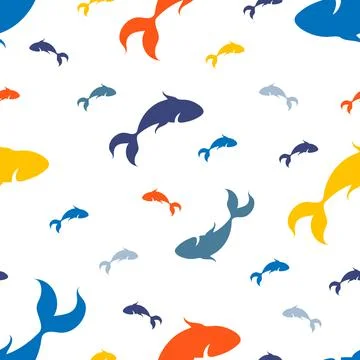 Seamless pattern of silhouettes of fish. Stock Illustration
