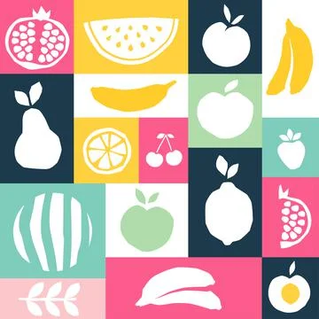 Seamless pattern with silhouettes of fruits Stock Illustration
