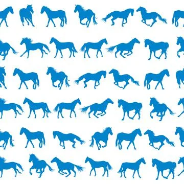 Seamless pattern with silhouettes of horses Stock Illustration