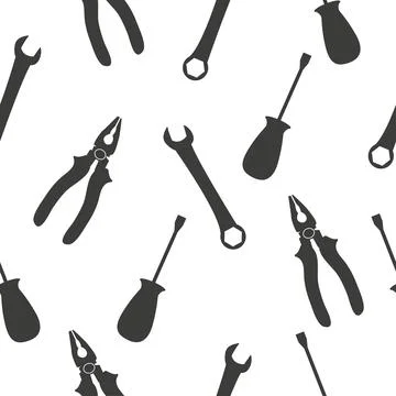 Seamless pattern with silhouettes repair tools Stock Illustration