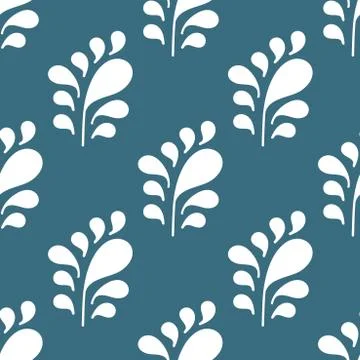 Seamless pattern with Silhouettes of simple stylized branches with leaves . V Stock Illustration
