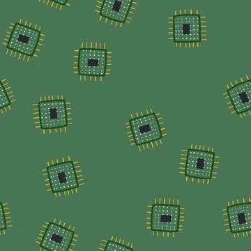 Seamless pattern silintegrated microchip cartoon vector Ilustración de archivo
