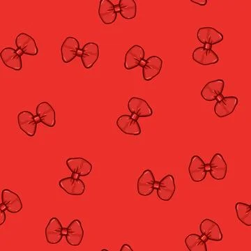 Seamless pattern silk red bow cartoon vector 스톡 일러스트