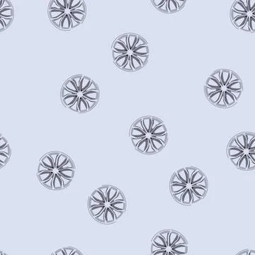 Seamless pattern silver alloy wheel part for automobile design イラスト素材