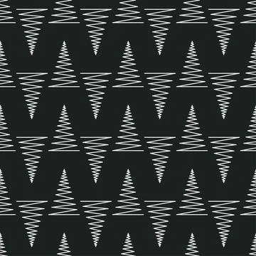 Seamless pattern with silver and black geometric Christmas trees vector Stock Illustration