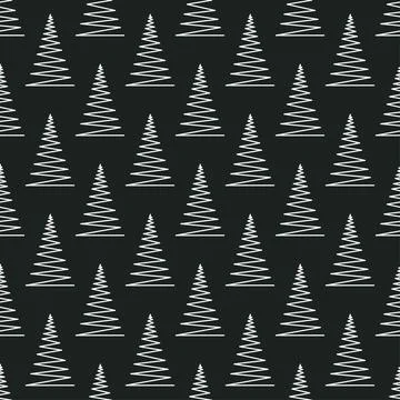 Seamless pattern with silver and black geometric Christmas trees vector Stock Illustration