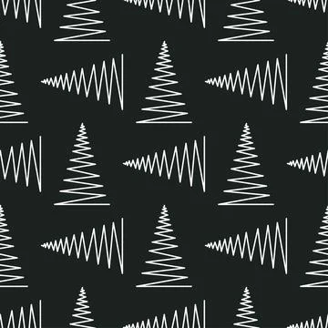 Seamless pattern with silver and black geometric Christmas trees vector Stock Illustration