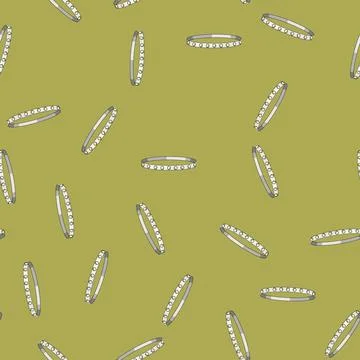 Seamless pattern Silver bangle bracelet with white pearls jewelry accessory Stock Illustration