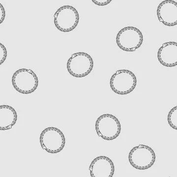 Seamless pattern Silver chain bracelet forming circle with clasp Illustrazione stock