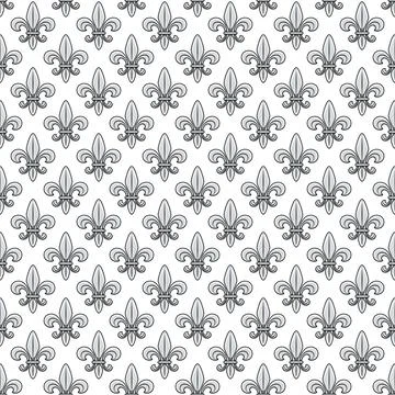 Seamless pattern with silver fleur de lis, heraldic lily. Stock Illustration