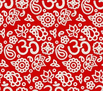 Seamless pattern with silver paint OM meditation ornament Stock Illustration