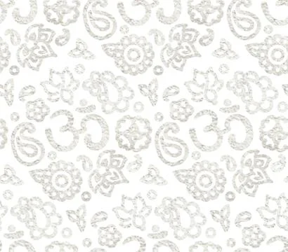 Seamless pattern with silver paint OM meditation ornament Stock Illustration