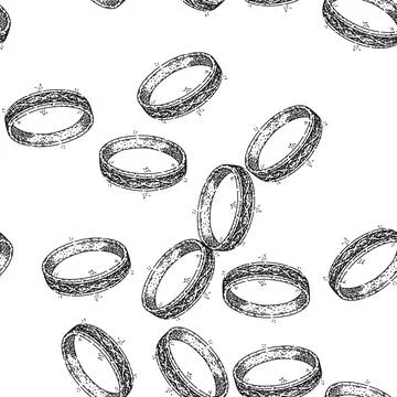 Seamless pattern silver ring jewelry sketch hand drawn Stock Illustration