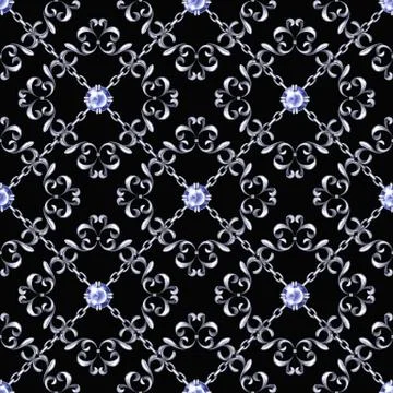 Seamless pattern with silver scrolls 스톡 일러스트