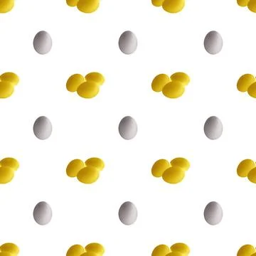 Seamless Pattern of Silver Single Egg and Golden Triple Eggs on white background Stock Illustration