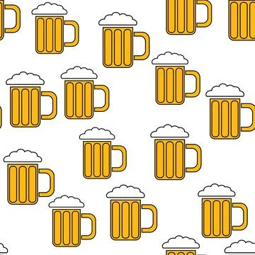 Seamless pattern of simple abstract alcoholic beer glass glasses with handles Stock Illustration