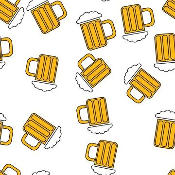Seamless pattern of simple abstract alcoholic beer glass glasses with handles Stock Illustration