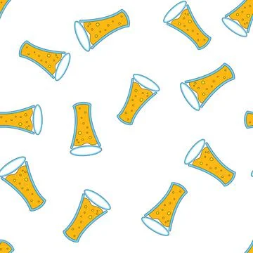 Seamless pattern of simple abstract alcoholic beer glass glasses of crafty ho Stock Illustration
