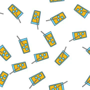 Seamless pattern of simple abstract alcoholic cocktails with ice juice and st Stock Illustration