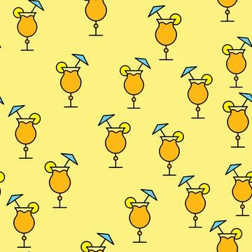 Seamless pattern of simple abstract alcoholic cocktails with juice, small umb 스톡 일러스트