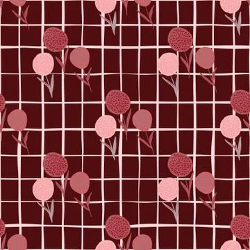 Seamless pattern with simple abstract dandelion elements in pink tones and ma Stock Illustration