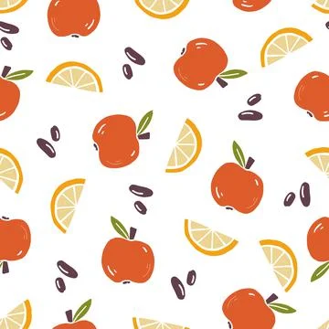 Seamless pattern of simple apple, orange Stock Illustration