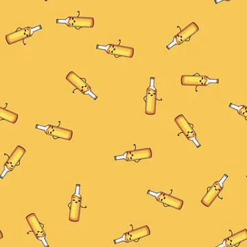 Seamless pattern simple beer bottle character cartoon vector Illustrazione stock