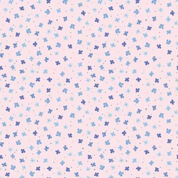 Seamless pattern with simple blue flowers illustration Illustrazione stock