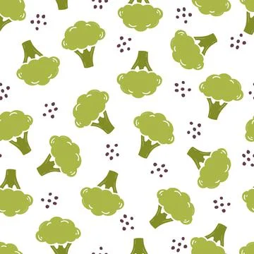 Seamless pattern of simple broccoli イラスト素材
