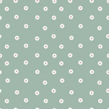 Seamless pattern with simple daisy flowers on a pastel blue background. Flora イラスト素材