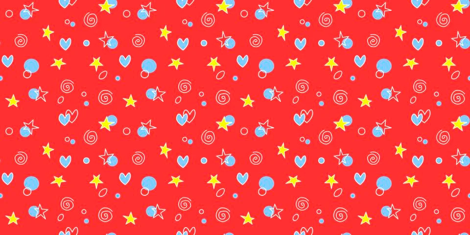 Seamless pattern of simple elements stars hearts points circles rounds rings  Illustrazione stock