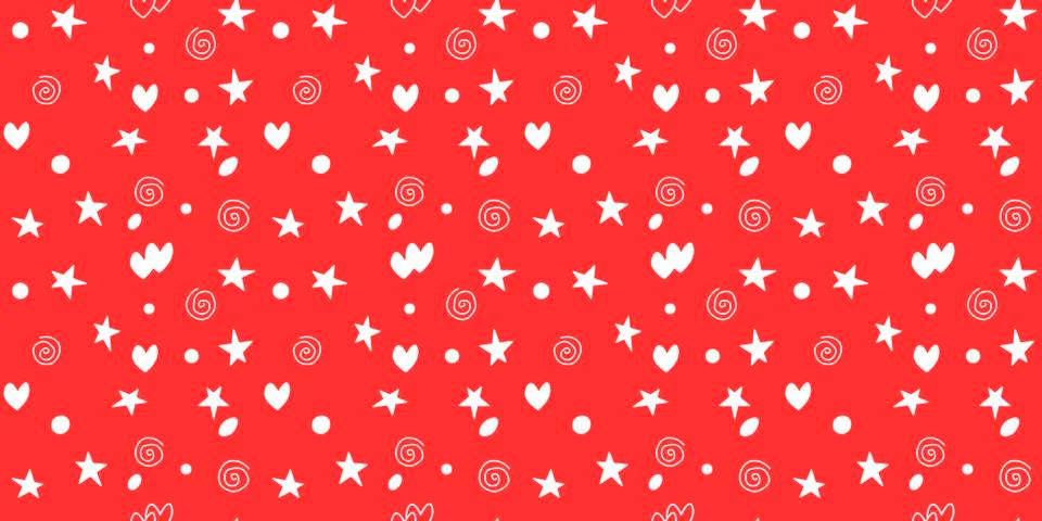Seamless pattern of simple elements stars hearts points circles rounds rings  Illustrazione stock