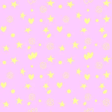 Seamless pattern of simple elements stars hearts points circles rounds rings  Illustrazione stock