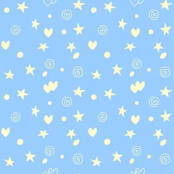 Seamless pattern of simple elements stars hearts points circles rounds rings  Illustrazione stock