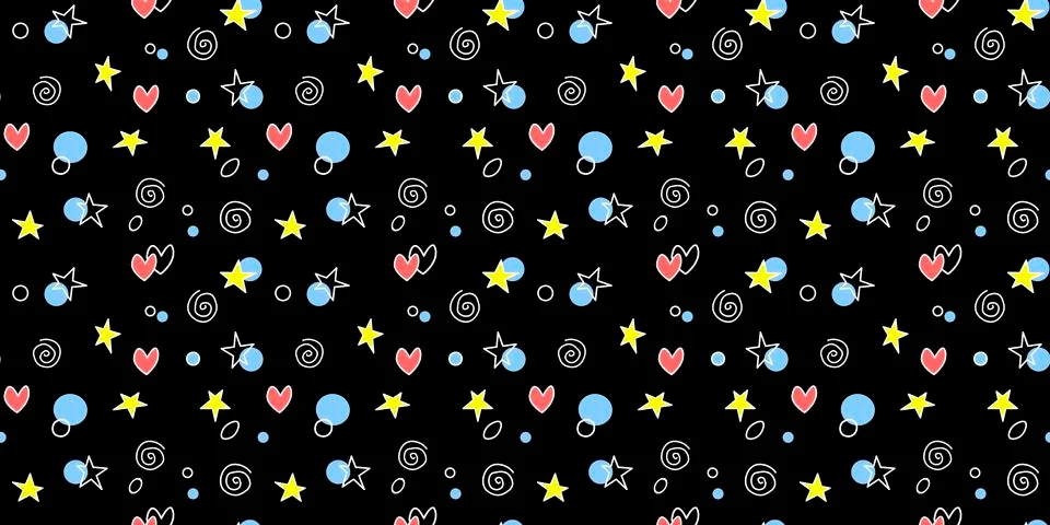 Seamless pattern of simple elements stars hearts points circles rounds rings  Illustrazione stock