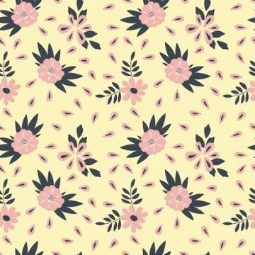 Seamless pattern. Simple flat floral motif . Suitable for fabrics, Wallpapers Stock Illustration