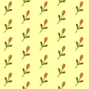 Seamless pattern with simple floral branches and orange buds on light backg.. Stock Illustration